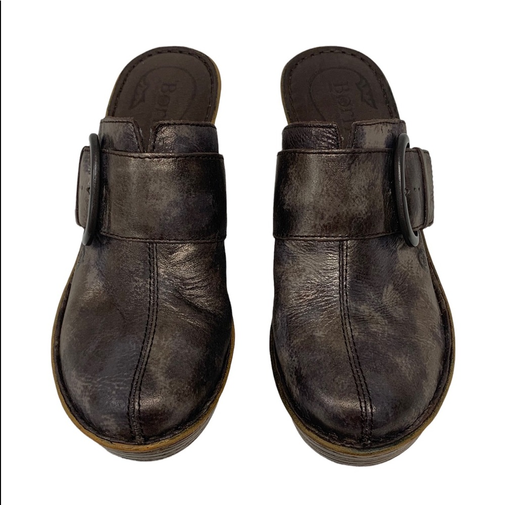 Born Ibra Moro Mule Metallic Bronze Buckle Block Heel Clogs #B67806 Women’s Sz 8 - Picture 3 of 11